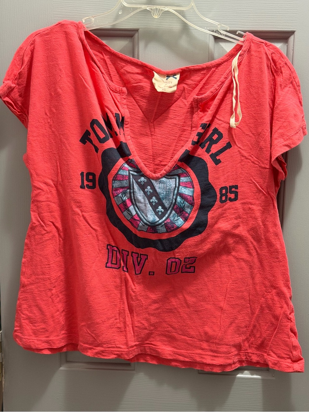 Tommy Hilfiger Girl Women's T-Shirt Size XS Red 100% Cotton Vintage Y2K 2000s